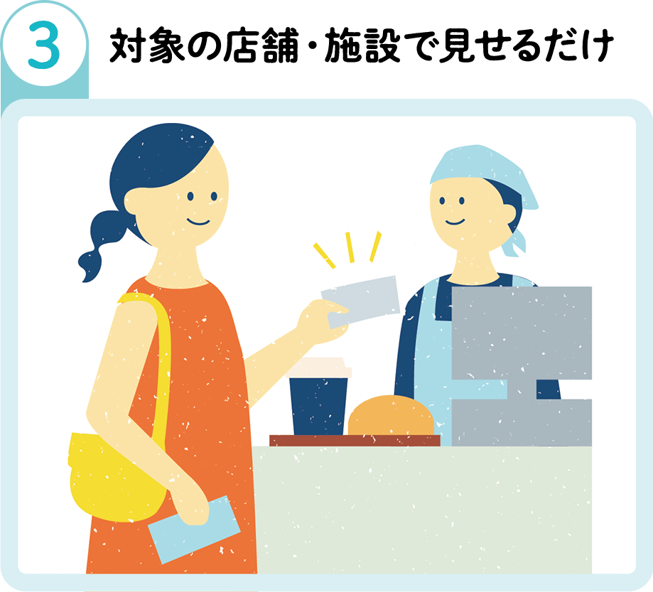 対象の施設・店舗で見せるだけ