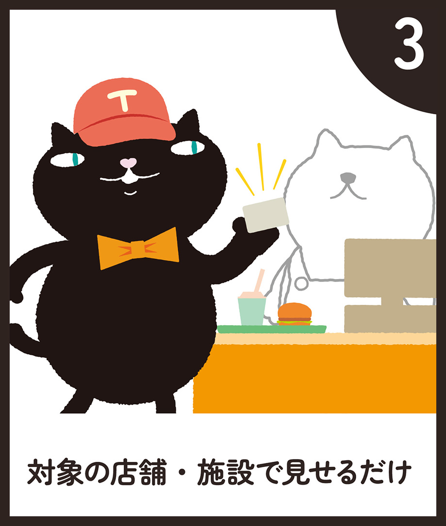 対象の施設・店舗で見せるだけ